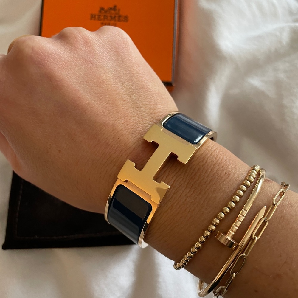 Hermès LIKE NEW clic Clac H bracelet medium navy
